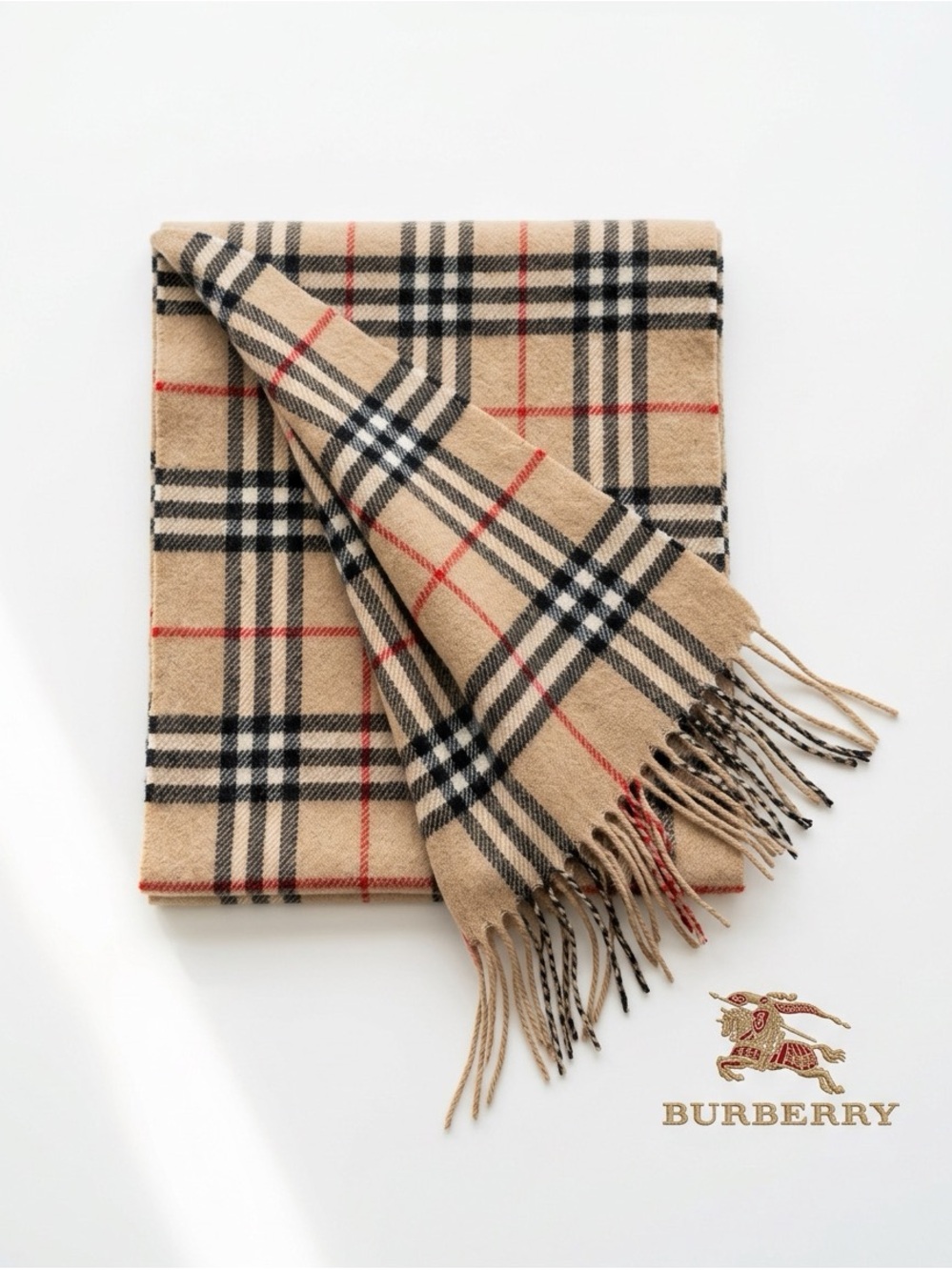 Vintage Burberrys Cashmere Check Scarf | Made in Scotland | Classic Tan Plaid